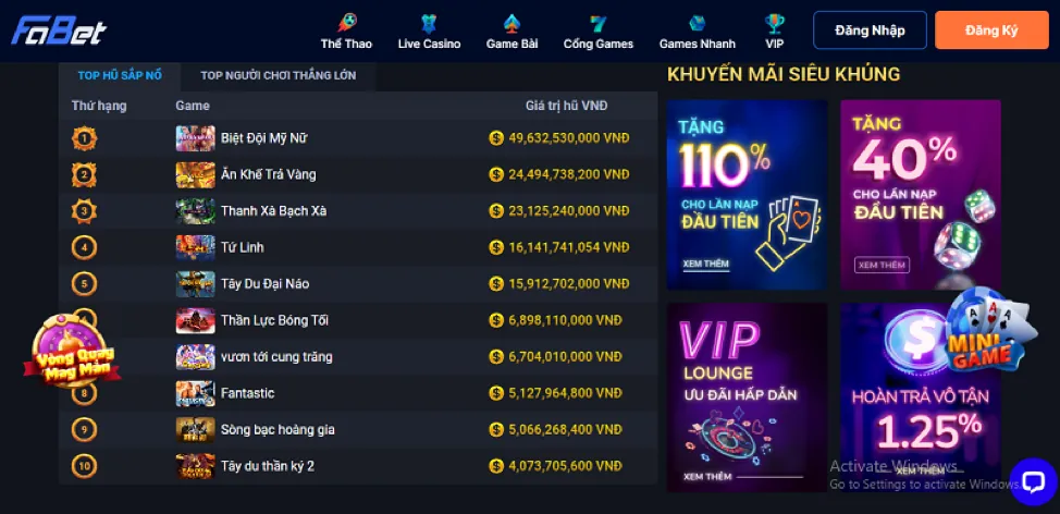Chương Trình Hoàn Trả và VIP Casino 999